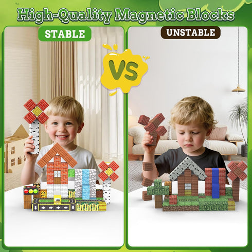 ANDENLEY 100PCS 3+ Magnetic Blocks - Magnet Tiles Stacking Construction Building Blocks Cubes, STEM Building Game