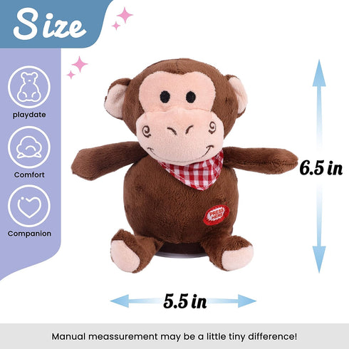 Hopearl Talking Monkey, Nodding Electric Interactive Animated Toy, Speaking Plush Buddy for Toddlers, 6.5''
