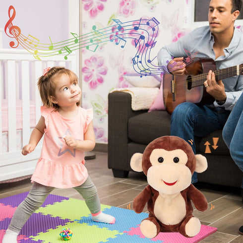 Talking Monkey Electric Plush Toy - Easfan Repeat What You Say Nodding Funny Interactive Buddy for Kids Toddlers,