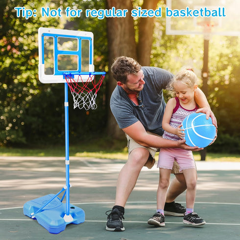 Kids Basketball Hoop Adjustable Height 3.5FT-6.2FT, Mini Indoor/Outdoor Game Gift for Boys & Girls (Blue)
