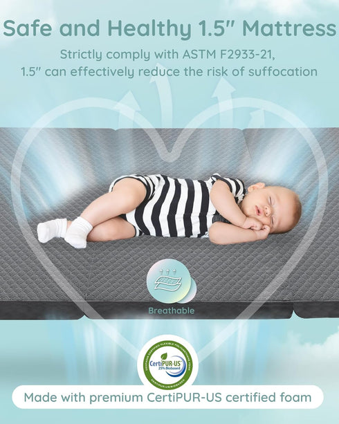 Pack 38"x26"x1.5", Pack Lilian&Gema and Play Mattress N Play Mattresses Pad for Play Pen and Playard, Premium Foam