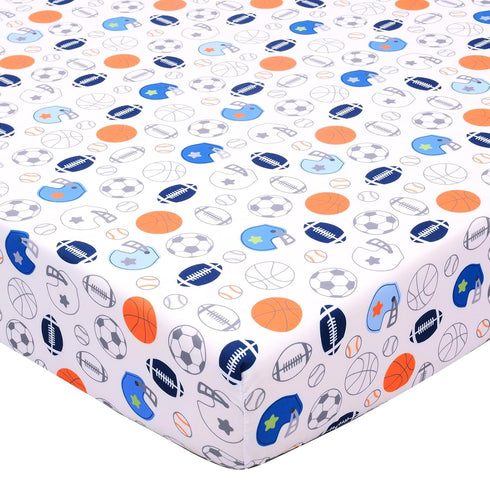 Crib Sheet - 1 Pack Sports Theme Nursery Bedding Sheet - Footballs