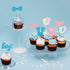 Gyufise 24 Pack Cupcake Toppers, Glitter Onesie Jumpsuit Footprint Bow Tie Picks for Baby Shower Birthday