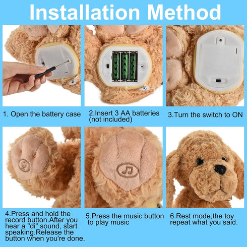 8 3 4 5 6 (10.2' Interactive Singing Plush Toy - Dog Stuffed Animals Record & Repeats What You Say, Songs, Head & Ear