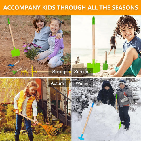 Set 3 4 5 6 7 8 (8PCS) Toddler Gardening Tools, Kids Rake and Shovel for Digging Dirt, Children Broom for Outdoor Yard