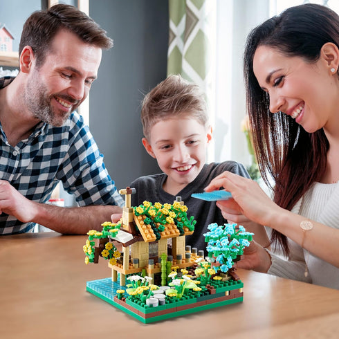 Architecture Port Cabin Building Set Model Kit - 600 PCS Mini Blocks with 2 Figures, Gift for Kids and Adults