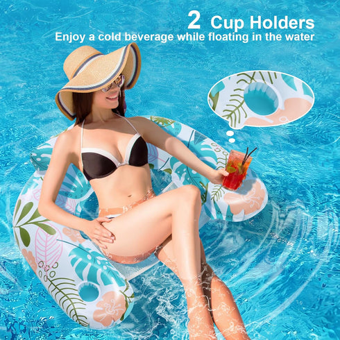 ANNIL3 Pack Swimming Summer Adult Inflatable Pool Floats Chair, Water Leisure Inflatable Floating Chair,Drink Holder