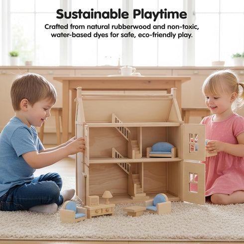 Set PlanToys Living Room Classic for Montessori Inspired Small World Play | Imaginative Storytelling, Social