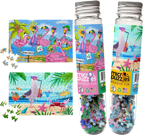 MicroPuzzles “Vacation Birds” 2-Pack, Collectors Edition 1 - Mini Jigsaw Puzzles, 150 Pieces, 4 x 6 Inch Twin Pack