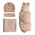 DRESHOW BQUBO Newborn Receiving Blanket with Matching Bow Hat and Headband Shower Gift for Girls