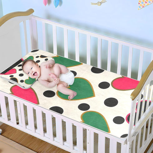 SyXIOP 28" 52" Colorful Heart Polka Dot Cooling Baby Crib Mattress x Breathable Crib Padding for Sides for Kids, Adult