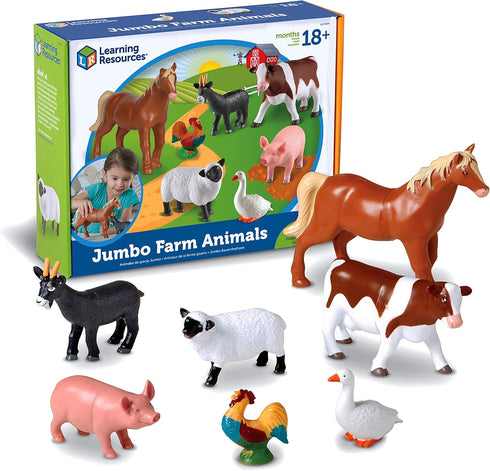 Learning Resources Jumbo Farm Animals Toy Set for Toddlers, 7 Pieces, Ages 18 Mos+
