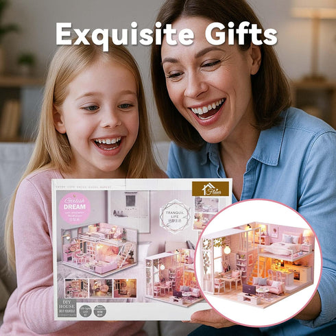Flever Dollhouse Miniature DIY House Kit Creative Room with Loft Apartment Scene for Romantic Artwork Gift (Tranquil