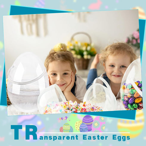 Restroma 12 Inch/ 10 inch/ 8 inch 3/4/ 8/9/ 12 (9 (10 Inch)) Giant Clear Plastic Easter Eggs Fillable Pcs Jumbo