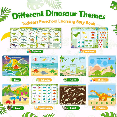 Montessori Dinosaur Themes Busy Book for Toddlers, Educational Learning Toys for 3-5 Year Olds, Birthday Gifts