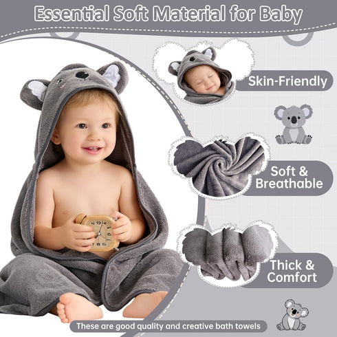 Cozy Hooded Baby Towel, Ultra Soft & Absorbent Fleece Baby Bath Towel with Hood, and Gentle for Newborns, Infants