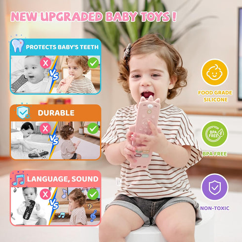 Baby Girl Toys - Remote Control Toy with Unicorn Silicone Cover, Musical Toddler Toys with Lights and Sounds for 6-18