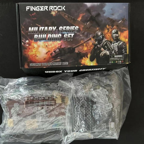 Set, WW2 14+ Finger Rock Military Base Series Small Suspension Building Army Mini War Accessories Kits, DIY Defence