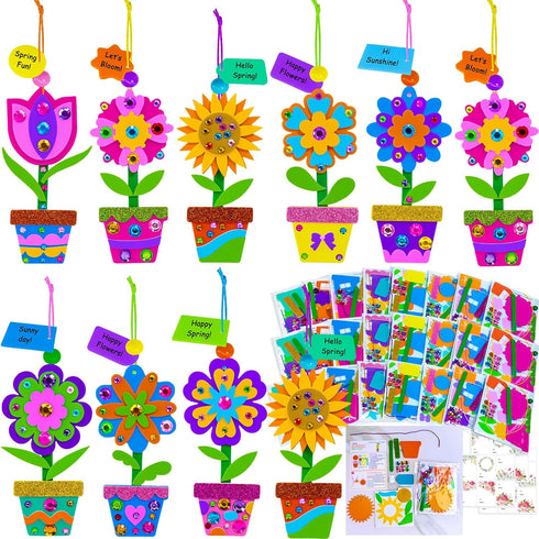 Winlyn 24 Sets Potted Flower Craft Kits DIY Potted Flower Ornaments Decorations