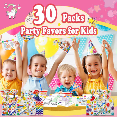 YiYLunneo 4-8 210Pcs Set (30 Packs) Party Favors for Kids Goodie Bags Stuffers for Kids - Paint with Water Coloring