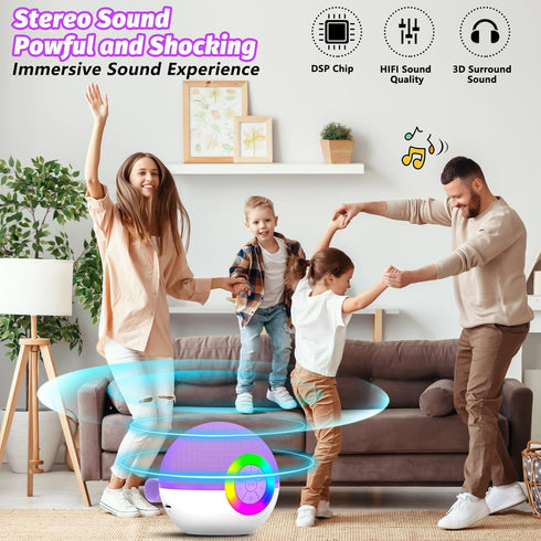 goopow 3 4 5 6 7 8+ (Purple-2MIC) Mini Karaoke Machine Speaker for Kids Adults, Portable Bluetooth Microphone Song Toys