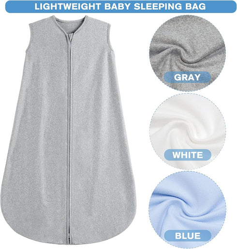3 Pack Baby Sleep Sack 3-6 Months, 100% Rayon Cotton Baby Sleeping Bag, 2-Way Zipper, Toddler Wearable Blankets, TOG 0.3