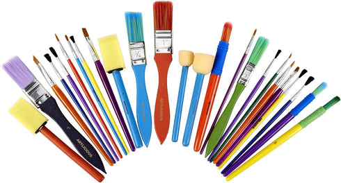 Artlicious Foam Brushes Wood Handle Brush Set for Craft, Watercolor, Oil, Gouache, Face Art, Miniature Detailing