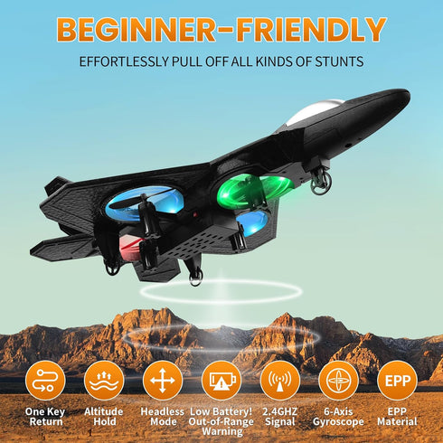Beffkkip 2.4GHz L0712 Adults,3D RC Plane Remote Control Plane Quadcopter Hovering with Auto Hovering Fighter Aircraft