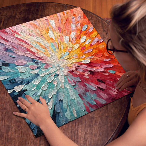 Impossible Puzzles for Adults, 1000 Piece Colorful Hard Puzzles, Gradient Rainbow Art Painting