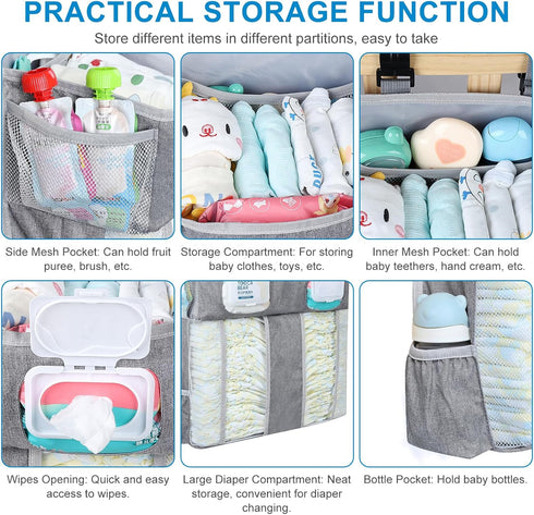 Accmor Changing Table Diaper Organizer, Hanging Diaper Caddy Organizer Stacker for Cribs Changing Table Playard Wall