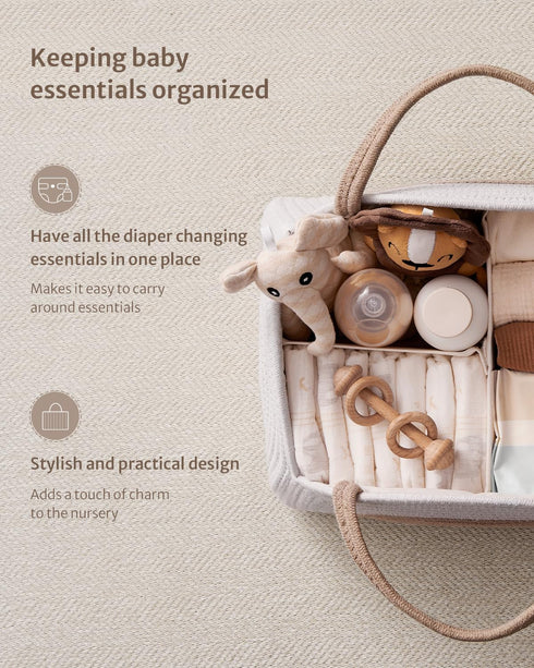 Stylish Diaper Caddy Organizer Bundle - Earthy Rainbow & Mocha Brown