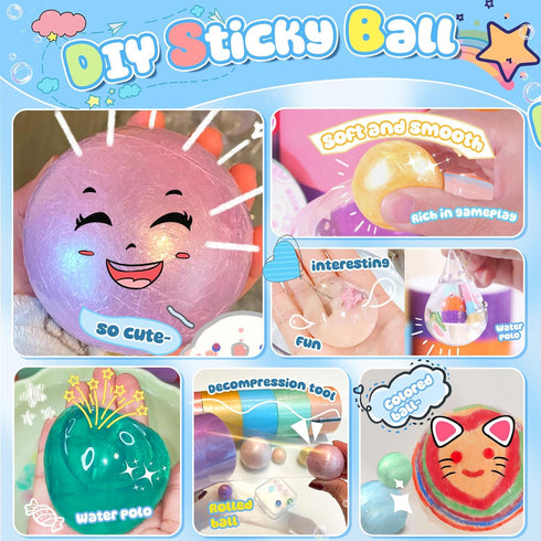 2 4 Nano Tape Bubble Kit for Kids - Nano Tape Squishy Maker Kit with Sticky Ball Tapes and NanoTape - Homemade Bubbles