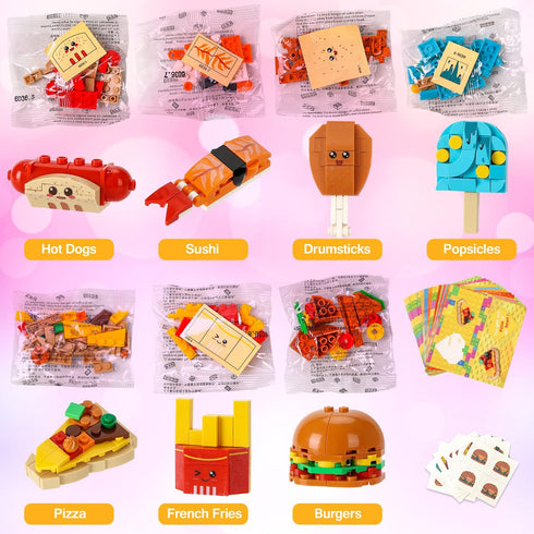 SKINOSM 28 7 Set Valentine's Day Cards for Kids - PCS Dessert Block Valentines Day Gifts, Cards with Designs Block
