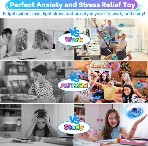 Toys,2026 6 7 8 9 Vantexi Drone for Kids Flying Upgrade LED Fidget Spinner,Hand Operated Fidget Flying Spinner Toy