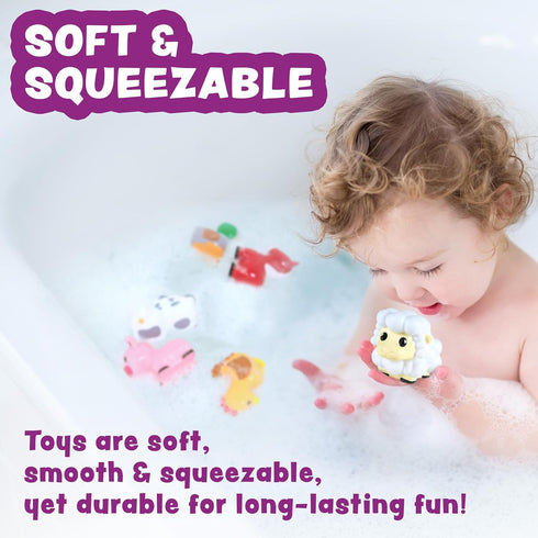 6 Pack Tub Works Barnyard Mold Free Bath Toys, | Sealed, No Hole Bath Toys Design Keeps Moisture Out | Soft, Squeezable