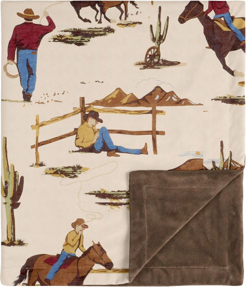 Sweet Jojo Designs Tan Brown Western Cowboy Boy Soft Baby Blanket Receiving