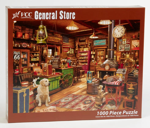General Store Jigsaw Puzzle 1000 Piece by Vermont Christmas Company - Fully Interlocking & Randomly Shaped Pieces - 26 5/8" x 19 1/4"