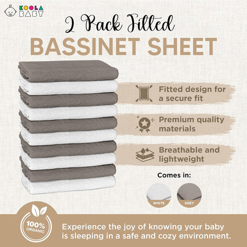 100% Cozy 52"x28" (2 Pack) Crib Sheets Organic Muslin Cotton Sheets for Boys & Girls, Fitted Sheets for Standard Crib