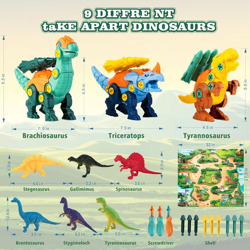 BETLYS 3 4 5 6 7 8 Dinosaur Toys for Year Old Boys, Take Apart Dinosaur Toys for Kids STEM Educational Construction