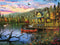 White Mountain Puzzles Sunset Cabin Store - 500 Piece Jigsaw Puzzle