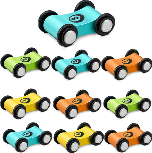 10 Pieces Wooden Mini Car Ramp Race Track Toys for Kids Over 3 Years Old, Wooden Car Ramp Racer Toy Set
