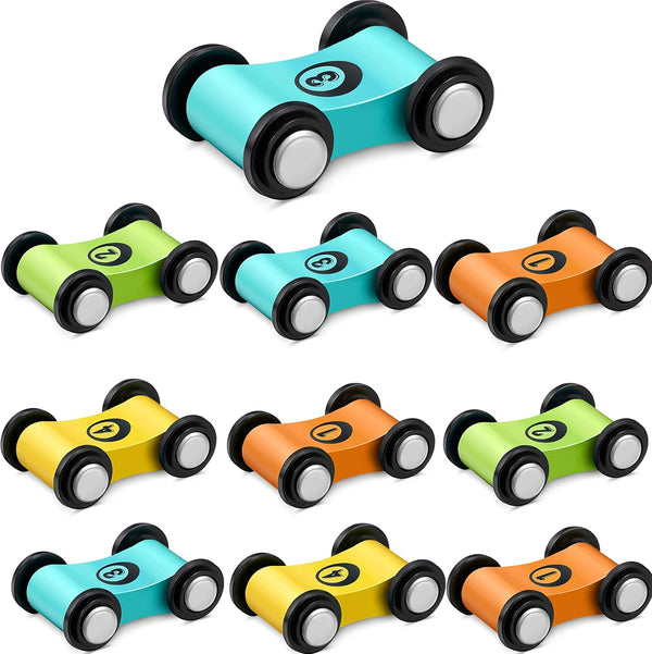 10 Pieces Wooden Mini Car Ramp Race Track Toys for Kids Over 3 Years Old, Wooden Car Ramp Racer Toy Set