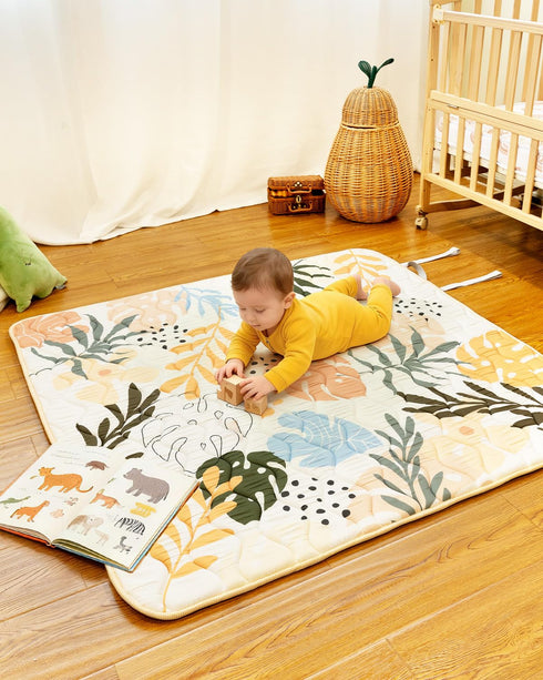 50x50 Tummy Baby Play Mat for Floor, Portable Thickened Foam Playpen Mat, Foldable for Easy to Store, Baby Time