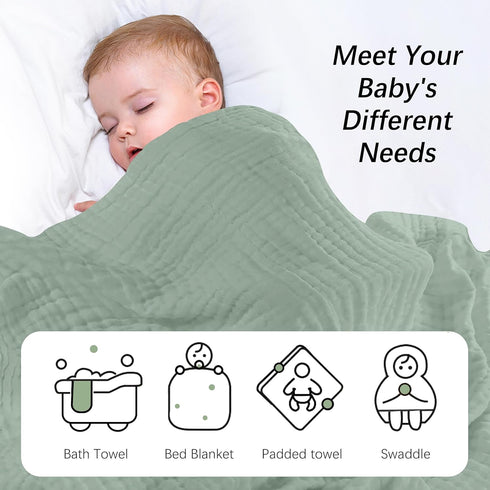 2 Pack 100% 40x40Inch SWEET DOLPHIN Muslin Baby Bath Towels Blanket - Cotton Towel for Babies, Infants, Toddlers