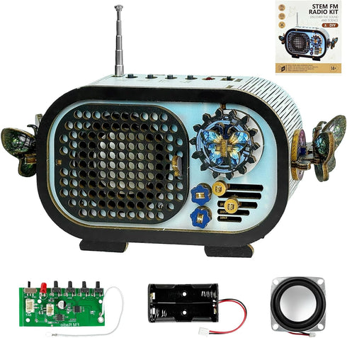 QuesEfflore DIY Wooden FM Radio Kit, STEM Science Toys for Kids Ages 814+,