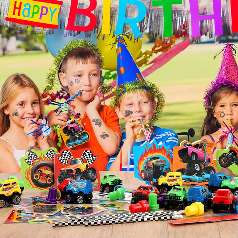 192Pcs Set BenLouis Monster Truck Party Favors Truck Car Birthday Stampers Stickers School Stationery Bulk for Kids
