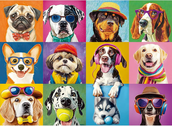 300 Pieces Puzzles for Adults,Large Pieces Multicolor Dogs Puzzle for Kids Teens