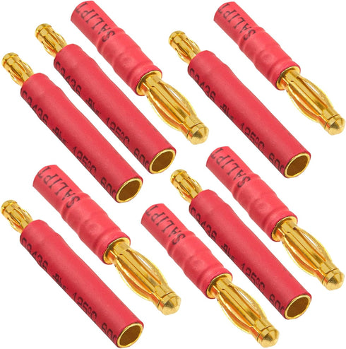 5Pairs ShareGoo No Cable Bullet Connector, 4mm to 3.5mm Banana Gold Plug Adapter for RC Car Boat FPV ESC Motor