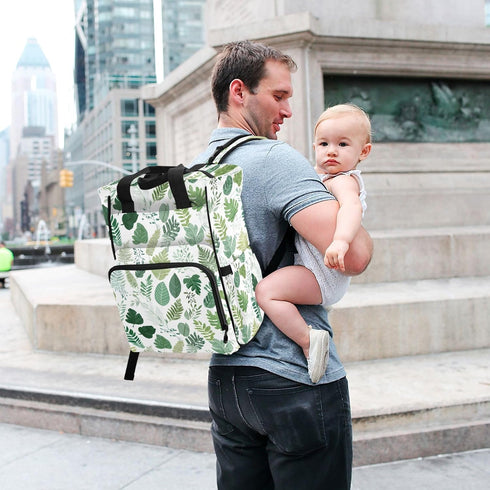SUABO Backpack Beautiful Hand Drawn Leaf Pattern Baby Diaper Bag Large Bag Waterproof Travel Diaper Bags for Moms