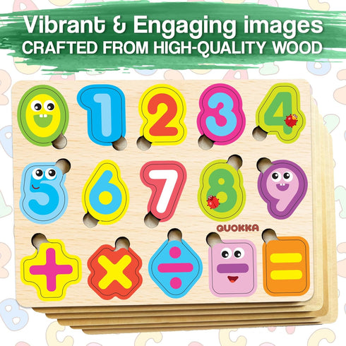 QUOKKA Wooden Puzzles for Toddlers 3-5, Alphabet Toddler Puzzles, Educational Toys for Boys and Girls